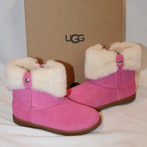 NIB UGG GIRLS TODDLER PINK SHEARLING CUFF ANKLE‎ WINTER BOOTS PINK